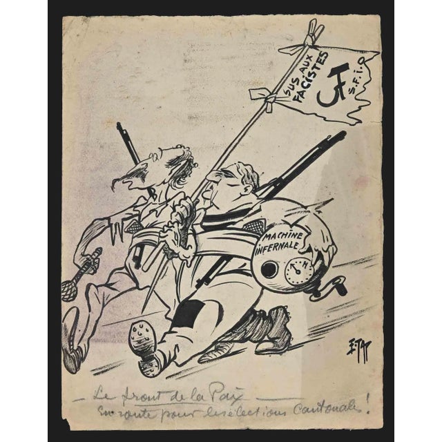 Le Front de la Paix is an Original drawing in china ink realized in the 1930s by Edmond Tapissier (1861-1943) good...