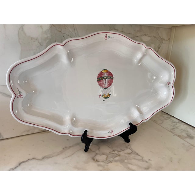 1990s French Country Pierre Deux Hot Air Balloon Handpainted Platter by Segries Moushers For Sale - Image 4 of 18