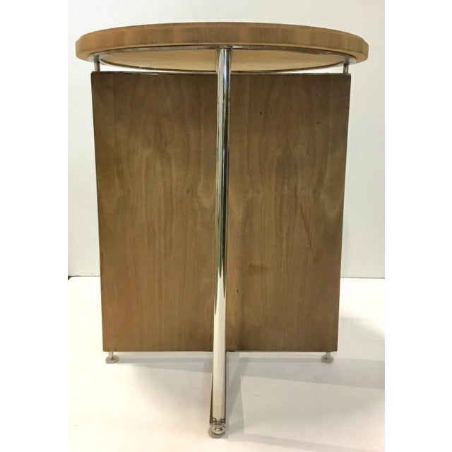 2010s Organic Modern Natural Finish Wood and Nickel End Table For Sale - Image 5 of 6