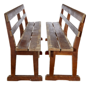 Scandinavian Painted Pine Benches, 1890, Set of 2