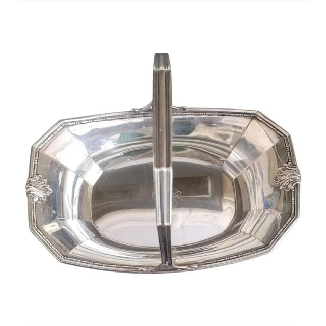 A Brand Chatillon Co. Sterling Silver Handled Basket. Monogrammed basket.