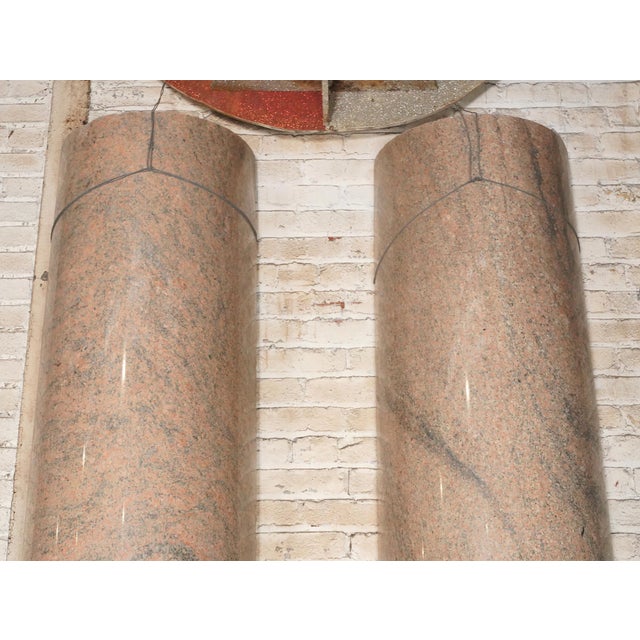 Salmon Mid 20th Century Set of Four Neoclassical Pink Granite 10 Ft. Half Columns For Sale - Image 8 of 13
