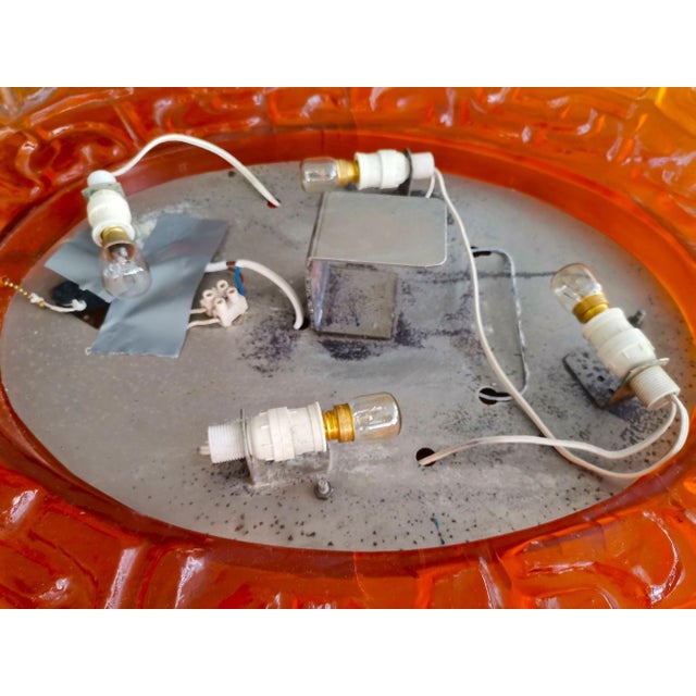 Large Mid-Century German Modern Oval Orange Acrylic Backlit Wall Mirror Light attributed to Hillebrand, 1970s For Sale - Image 12 of 13