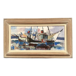 Gösta Stawåsen, Marine Scene, 1950s, Oil on Panel, Framed For Sale