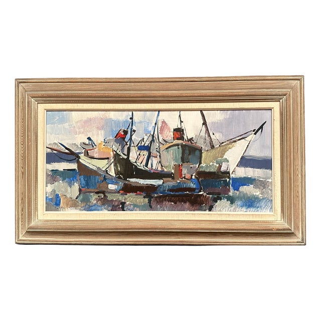 Gösta Stawåsen, Marine Scene, 1950s, Oil on Panel, Framed For Sale