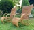 A rare set of two large rattan lounge chairs from the 1970s. Very special design and details. Super comfortable seat with...