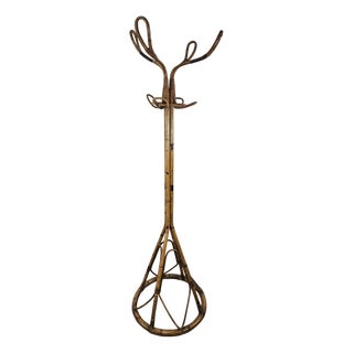 Vintage Wicker and Bamboo Coat Rack, 1970s For Sale