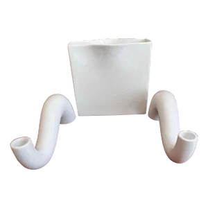 1970s Modernist White Porcelain Vase and Candle Holders by Rosenthal Studio-Linie - 3 Piece Set