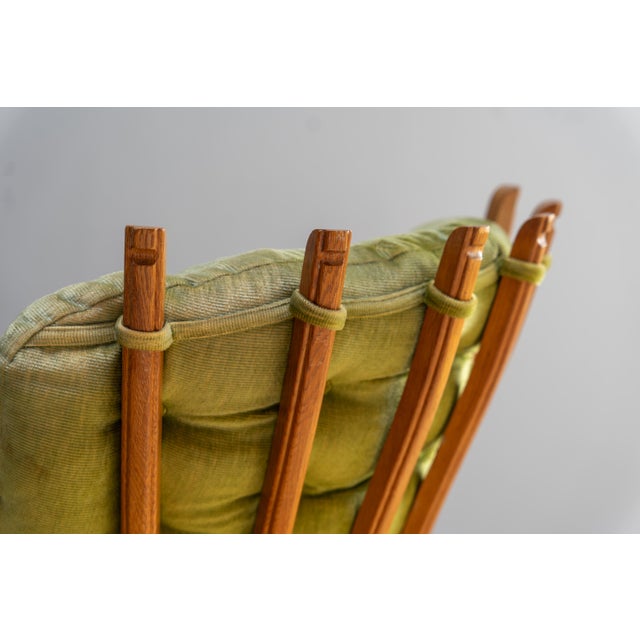 Wood Oak Highback Lounge Chair by Guillerme et Chambron for Votre Maison, France, 1960s For Sale - Image 7 of 10