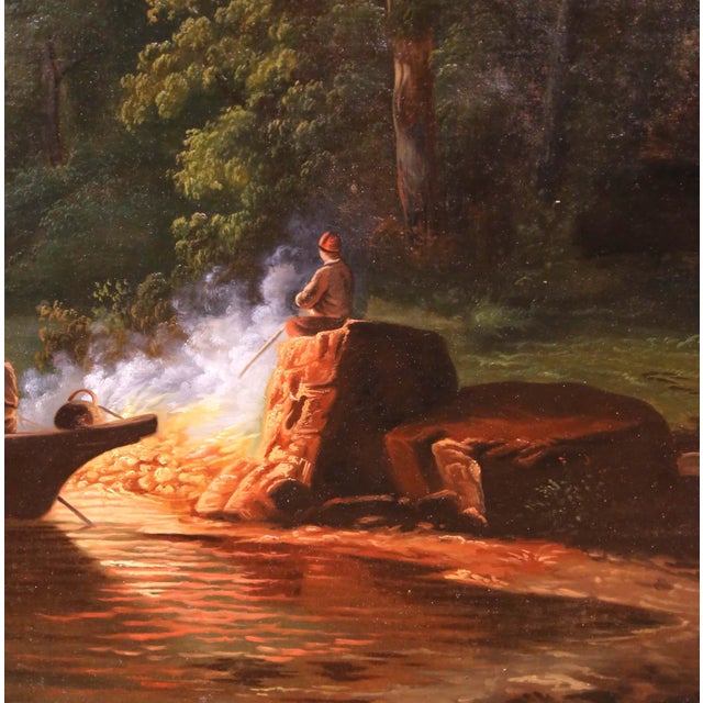 19th Century French River Landscape Oil on Canvas in Carved Gilt Frame, Signed For Sale In Dallas - Image 6 of 12