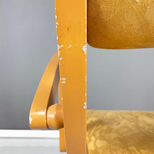Italian Modern Yellow Fabric and Wooden Chair from Bros/S, 1980s For Sale - Image 17 of 18