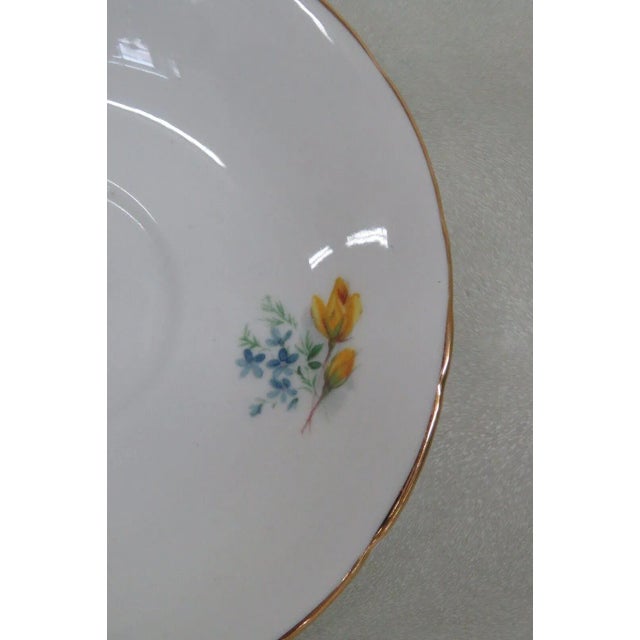 Mid 20th Century Delphine England Bone China White and Gold Floral Yellow Roses Saucer For Sale - Image 5 of 7