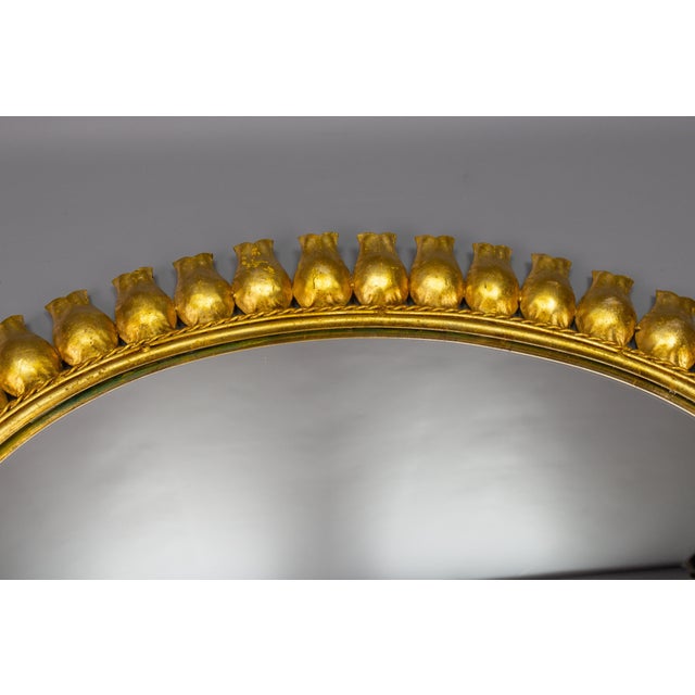Mid-Century Gilt Metal Oval Sunburst Wall Mirror, 1950s For Sale - Image 6 of 18