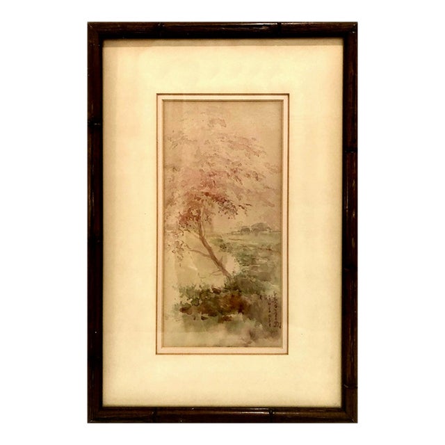 Early 20th-Century Late Meiji~American Impressionist Signed Watercolor by Yamada Baske For Sale