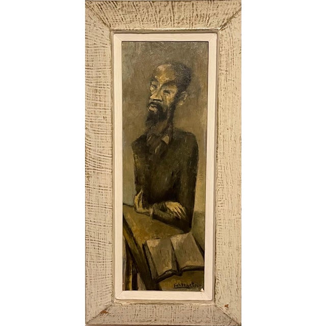 Post Impressionist Isaac Lichtenstein 1, Modernist Rabbi Oil Painting Judaica Jewish Synagogue Scene Paris. Lichtenstein., c.1920's-1930's For Sale - Image 3 of 7