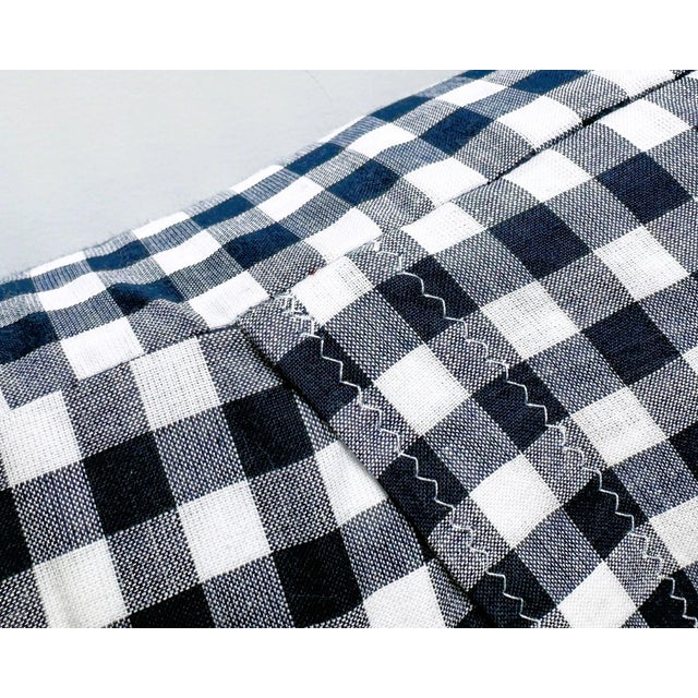 Florida Clearwater Vintage Blue Pennant on New Woven Plaid Throw Pillow For Sale - Image 4 of 4