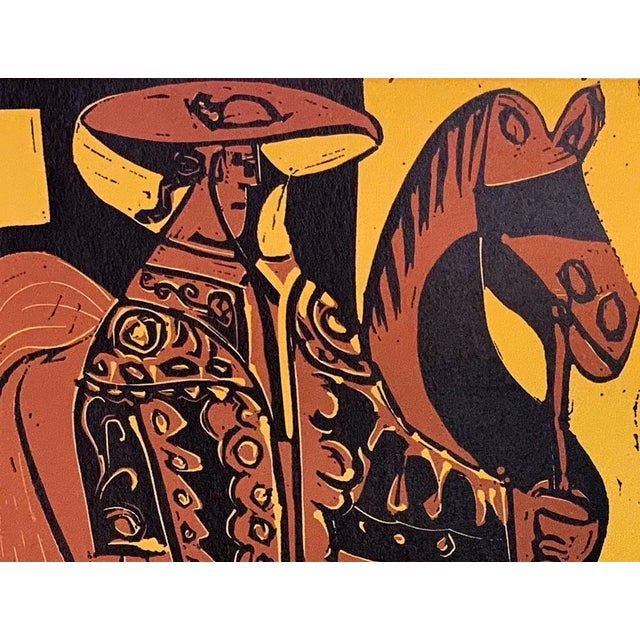 Wood Pablo Picasso Linogravure Ltd Edition - "Picador Et Torero” W/Frame Included For Sale - Image 7 of 8