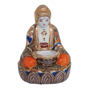 Porcelain Moriage Buddha Figurine Incense Burner Altar Made in Japan