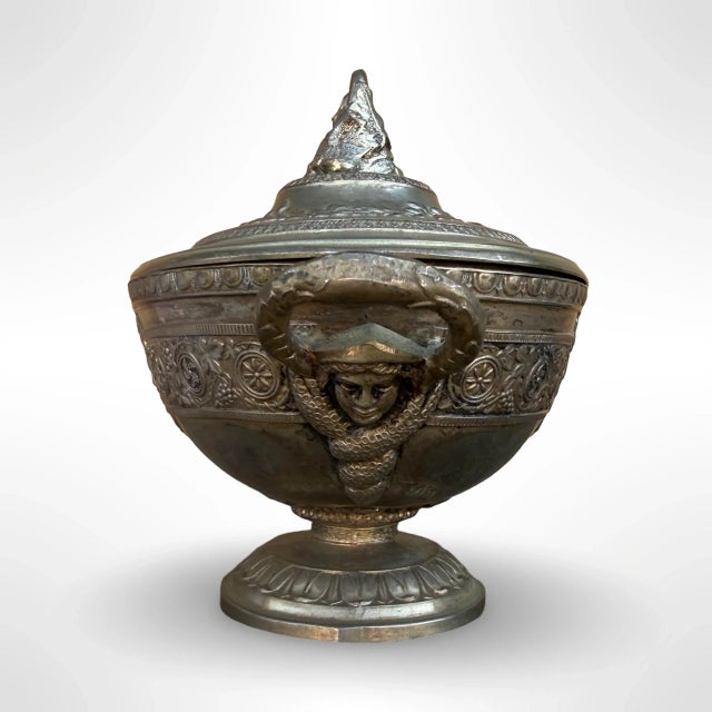 English Vintage Corbell & Co. Silver-Plated Tureen – Ornate Design With Medusa Handles For Sale - Image 3 of 8