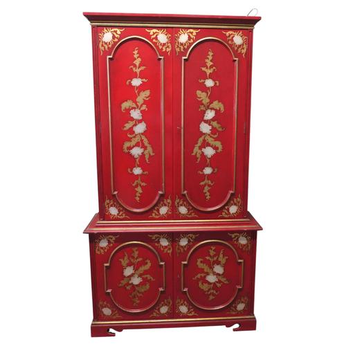 Red Lacquer Cabinet with Interior Drawers and Shelves, 1960 For Sale - Image 9 of 9