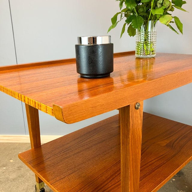 Brown Serving Trolley in Teak, 1960s For Sale - Image 8 of 9