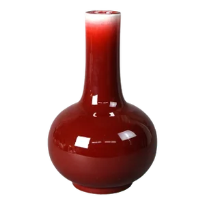 Chinese Red Flambé Pottery Bottle Vase, Signed, 20th Century