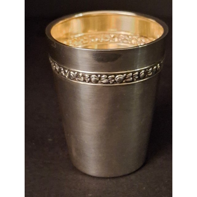 Early 20th Century Vintage German 800 Silver Kiddush Cup Shot Glass Gold Wash Interior Gottlieb Kurz For Sale - Image 5 of 13