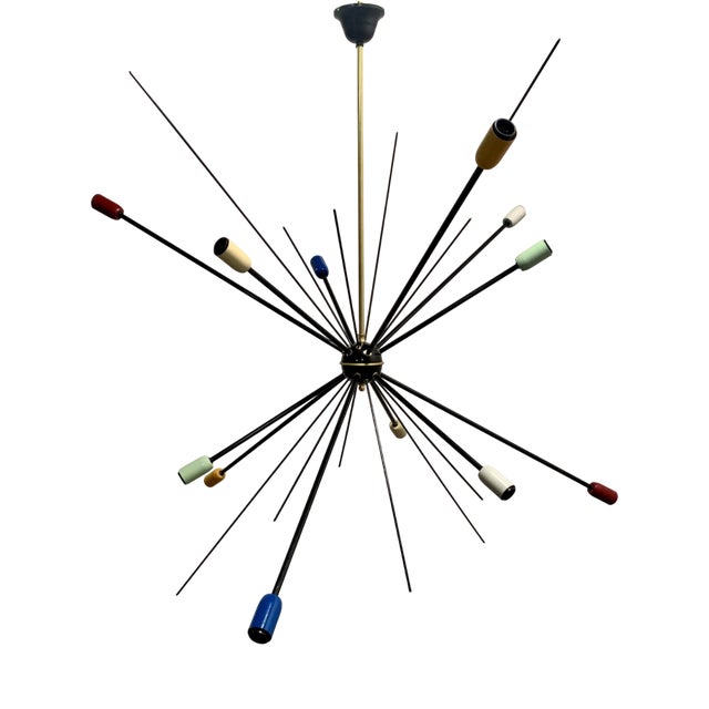 Black Sputnik Ceiling Lamp, 1949 For Sale