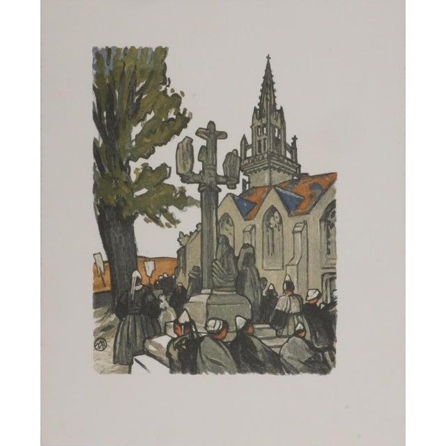 Mathurin Meheut, Brittany, Pilgrims in front of the church, Engraving For Sale - Image 9 of 9