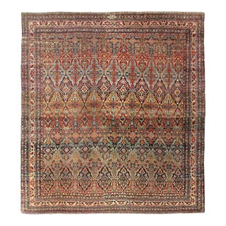 Late 19th Century Antique Navy Blue Fine Hand Knotted Persian Kermanshah Rug For Sale