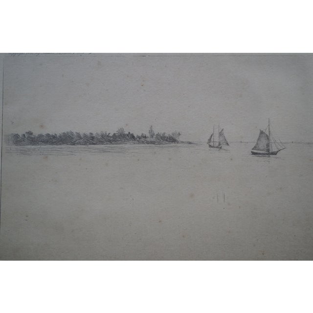 Antique John Octavius Anderson Signed Where the River Meets the Sea Etching 25" For Sale - Image 11 of 11