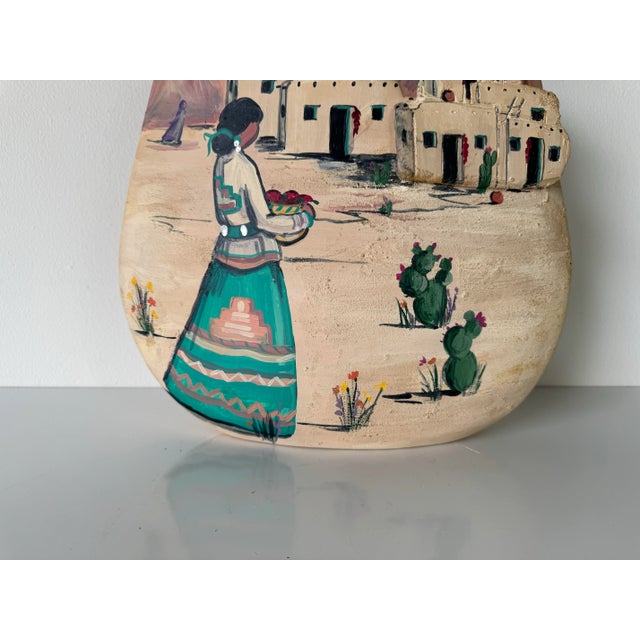 1980's Terri Brody Elenzweig Southwest Pueblo Art Hand Painted Ceramic Vase For Sale - Image 4 of 11