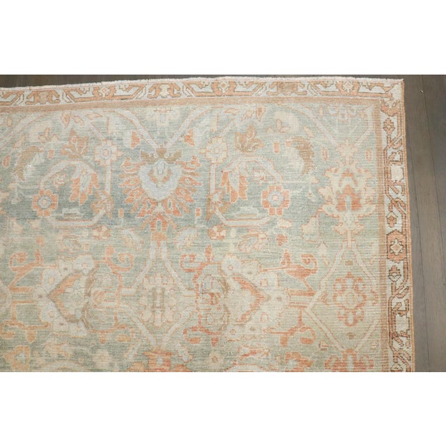 Abrashed Soft Peach Green Malayer Rug For Sale - Image 9 of 9