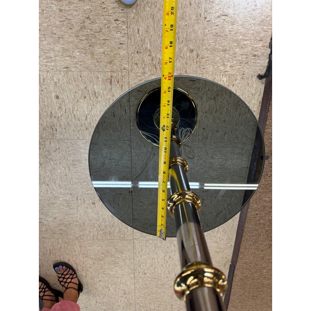 Vintage Mid Century Modern Chrome & Brass Floor Lamp Glass Table Hollywood Regency Faux Bamboo For Sale - Image 10 of 10