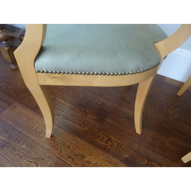 Almond Vintage Biedermeier Style Chairs With Leather Seats For Sale - Image 8 of 9