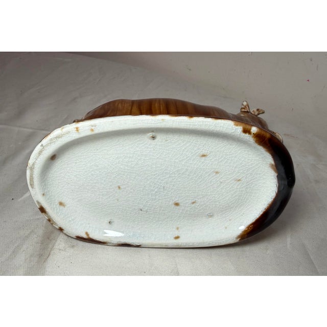 19th Century Rare Early Antique Staffordshire Pottery Brown Drip Glaze Cow Creamer Sculpture For Sale - Image 15 of 17