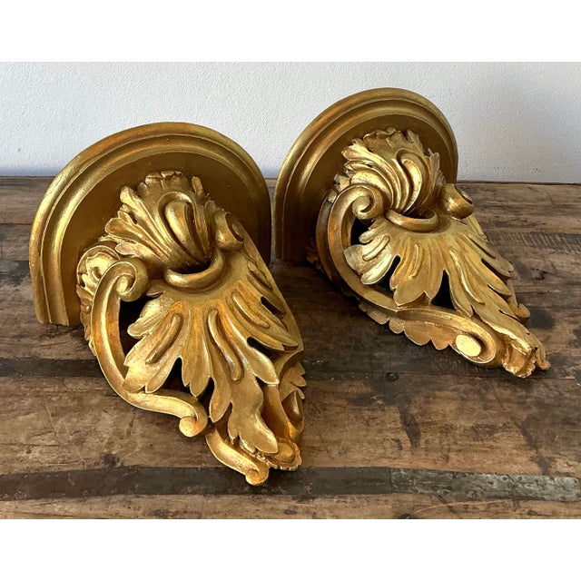 Vintage Rococo Gilt Tipped Brackets - A Pair For Sale - Image 11 of 12