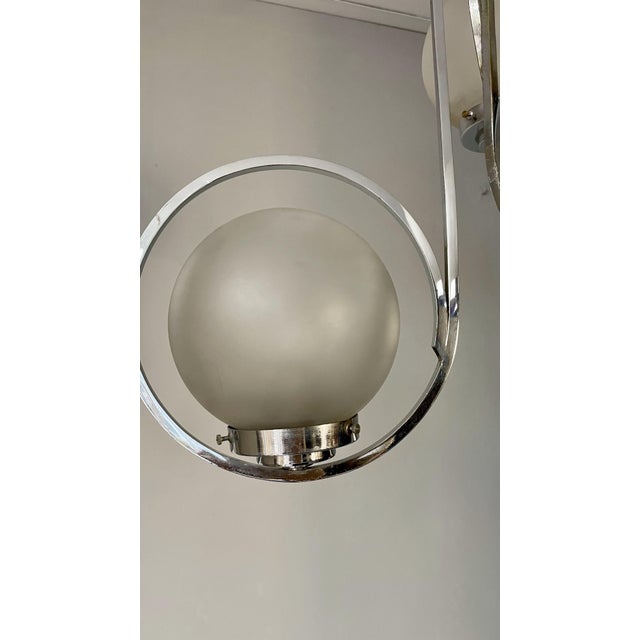 Art Deco Silver Ceiling Lamp with Three Sphere Shades For Sale - Image 3 of 18