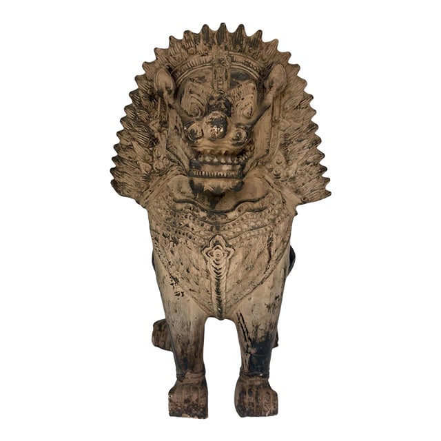 Vintage 1980 Austin Productions Foo Dog 21.75" Guardian Lion Statue Signed Large For Sale