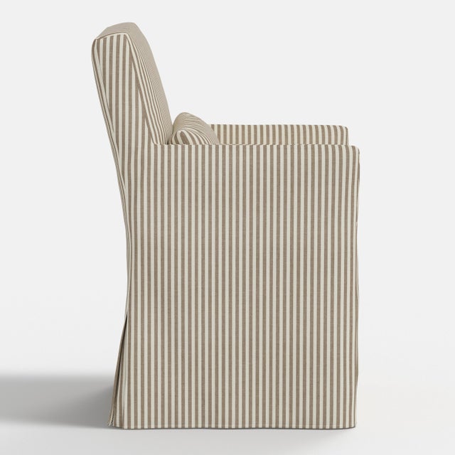 Slipcover for Stoffer Home x Cloth & Company for Lindy Slipcover Dining Armchair in Jane Stripe Burlap For Sale In Chicago - Image 6 of 8