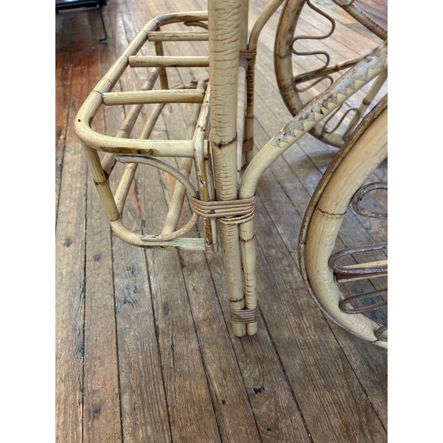 Midcentury Modern Rattan Bamboo & Wicker Bar Cart For Sale - Image 10 of 17