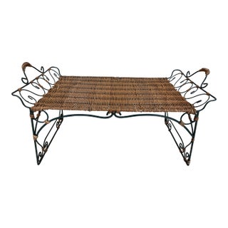 Rattan & Verdigris Bed Tray For Sale