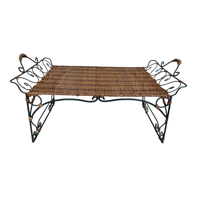 Rattan & Verdigris Bed Tray For Sale