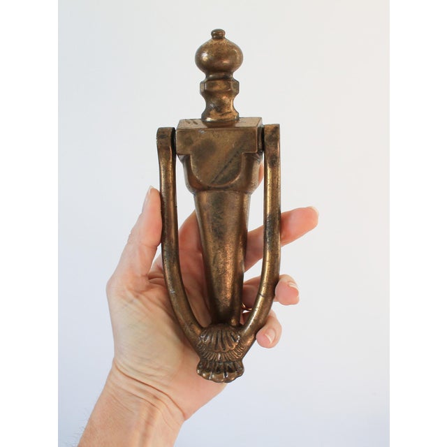 English Vintage Brass Plated Door Knocker For Sale - Image 3 of 8