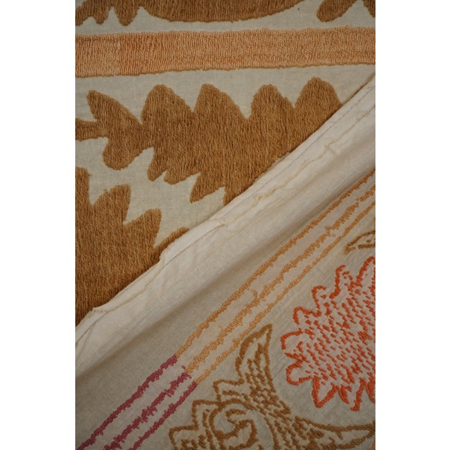 Uzbek Suzani Textile, Square Table Cover in Warm Tones 4'1'' X 4'5'' For Sale - Image 10 of 10