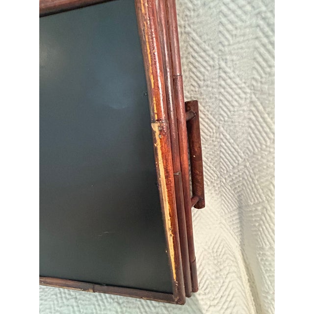 Vintage "Art De Chine" Faux Bamboo and Black Lacquer Tray Attributed to Palecek For Sale - Image 12 of 12