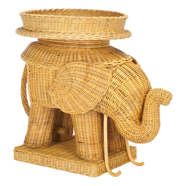 Balford Elephant Rattan Accent Table in Natural For Sale