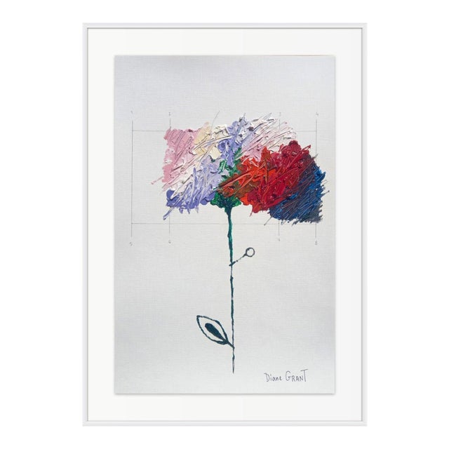 Cy Twombly Inspired High-End Framed Organic Modern Original Floral Painting by Diane Grant / Contemporary Herbarium For Sale