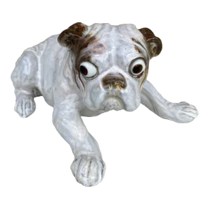 Terracotta Majolica Bulldog Bavent Filmont, Circa 1900