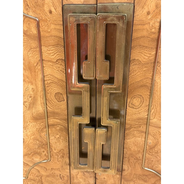 Burled Wood and Inlaid Brass Console From Mastercraft For Sale In Cleveland - Image 6 of 12